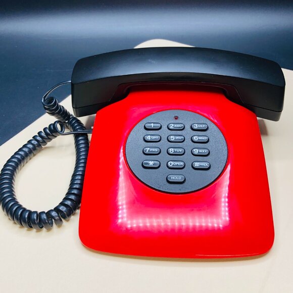 80s Telemax Red Black Princess Telephone with Cord and Handset Retro Electronics - Picture 2 of 11